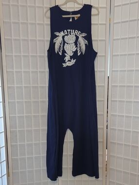 Farm Rio Navy Blue Nature Organic Cotton Jumpsuit